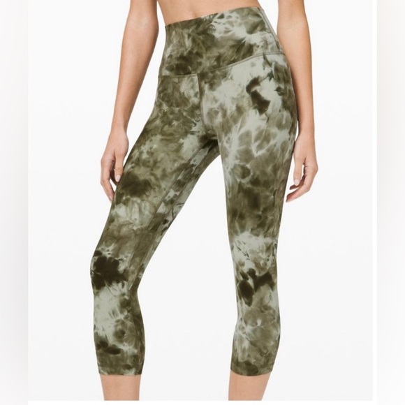 Lululemon Align High-Rise‎ Crop 21" Diamond Tie Dye Light Sage Plus Sz-20 - Picture 1 of 10